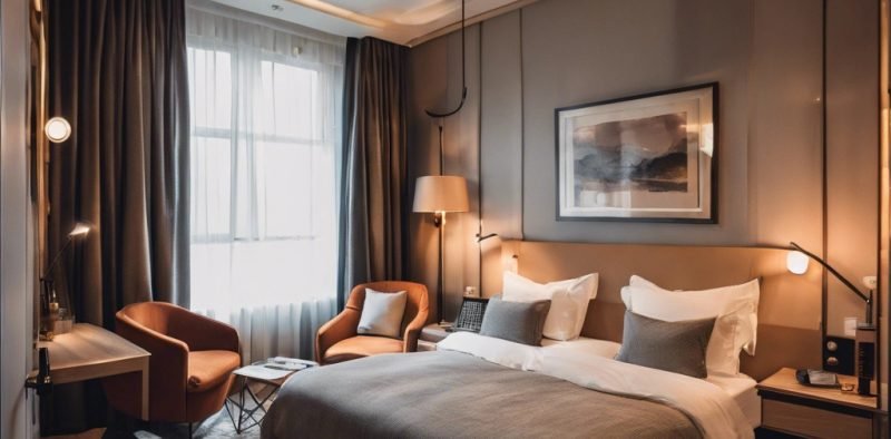 A luxurious and cozy small hotel room